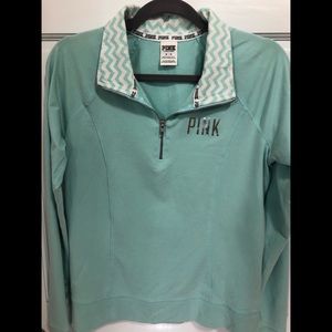 VIctoria’s Secret PINK Teal Chevron Quarter-Zip